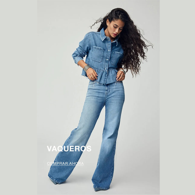 vaqueros anchos campana